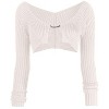 Coolmee Women's Shrug Sweaters Tie Front Long Sleeve Rib Knit Bolero Open Front Cropped Cardigan - 3 of 3