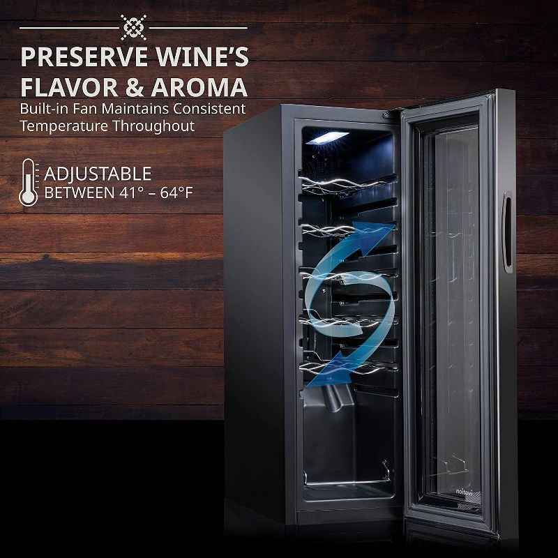 Ivation 12-Bottle Compressor Freestanding Wine Cooler Refrigerator - Black, 2 of 8