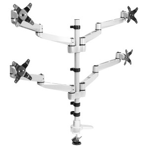 Mount-It! Quad Monitor Desk Mount | Full Motion Monitor Arms for Four Computer Displays | Premium Aluminum Mount With Quick Disconnect Technology - 1 of 4
