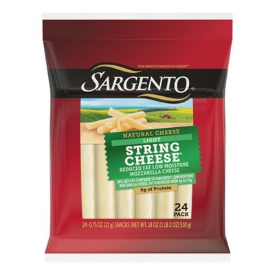 Sargento Light Mozzarella String Cheese - 18oz/24ct : Target