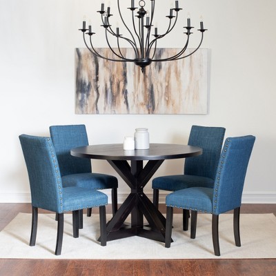 NicBex Round Dining Room Table Set for 4 Morden Dining Room Table with Wooden Tabletop and 4 Upholstered Chairs for Kitchen