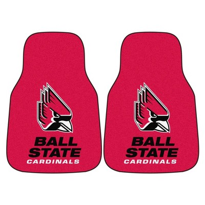 NCAA Ball State Cardinals Carpet Car Mat Set - 2pc