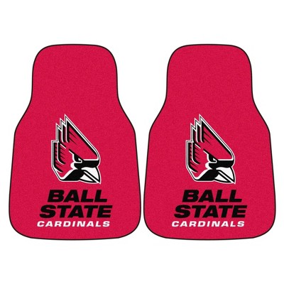 NCAA Ball State Cardinals Carpet Car Mat Set - 2pc