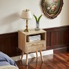 KWPZQEB Rattan Nightstand, Bed Side Table with Drawer & Open Shelf, Modern Wooden Night Stand for Bedroom Living Room Small Space - 2 of 4