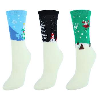 CTM Women's Christmas Holidays Crew Novelty Socks (3 Pair Pack)