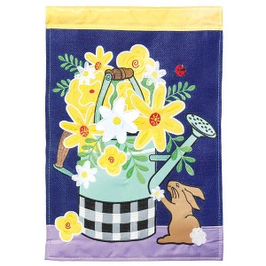 Magnolia Garden Yellow Bouquet Watering Can with Bunny 13 x 18 Inch Polyester Garden Flag - 1 of 4