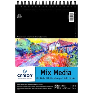 Canson Artist Series Mixed Media Pad, Top Wire Binding, 20 Sheet, 9x12 inch, 1 Count - 1 of 3
