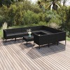 vidaXL Patio Lounge Set - 11 Piece Outdoor Furniture Set with Cushions, Poly Rattan & Powder-Coated Steel, Black - 2 of 4