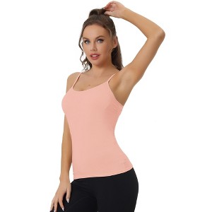 Allegra K Women's Built-in Bra Padded Adjustable Spaghetti Strap Sleeveless Camisoles - 1 of 4