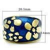 Slickblue Women's IP Gold Stainless Steel Ring, Capri Blue Epoxy Accent, Floral-Inspired Band Design, Size 5-10 - 2 of 4