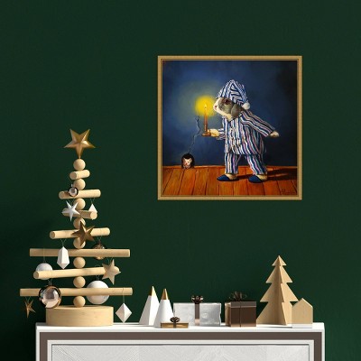 The Night Before Christmas Bunny and Mouse Framed Canvas Art