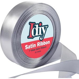 iDIY Satin Ribbon (1", 25Yards) No wire,  Arts & Crafts, Gift Wrapping, Basket Decor, Sewing Projects, Party Decor, Hair Bows - Silver - 1 of 4