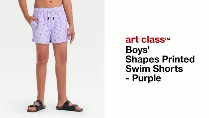 Boys&#39; Shapes Printed Swim Shorts - art class&#8482; Purple, 2 of 5, play video