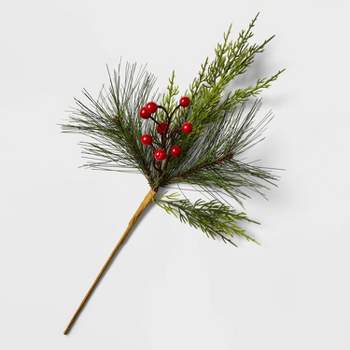 Artificial Christmas Greenery Picks Branches Berries Pinecones