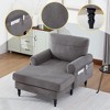 38.2''W Chaise Lounge Chair Indoor, Modern Sleeper Sofa Bed with Side Pockets and Carved Solid Wood Legs, Recliner Sofa Chair Bed - 3 of 4