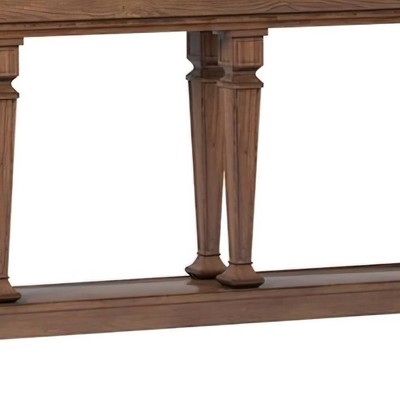72" Oak Wood Console Table with Storage Shelf