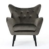 CAVINAS Button-Tufted Accent Chair with Oak Wood Legs,Plush Granular Velvet Upholstered Armchair,Lounge Chair for Living Room,Bedroom - 2 of 4
