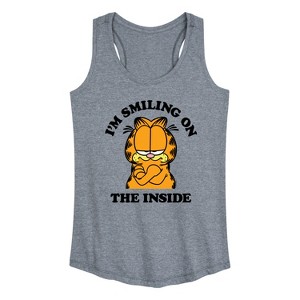 Women's - Garfield - Smiling On The Inside Graphic Racerback Tank - 1 of 4