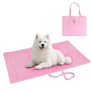 Kritter Planet Portable Plush Flannel Dog Bed, Reversible Waterproof Dog Cat Bed Mat with Handles, Indoor Outdoor Use - 1 of 4