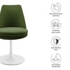 Modway Lippa Velvet Dining Side Chair - White Moss Green Swivel Upholstered Seat with Pedestal Base and Mid-Century Modern Style - 2 of 4