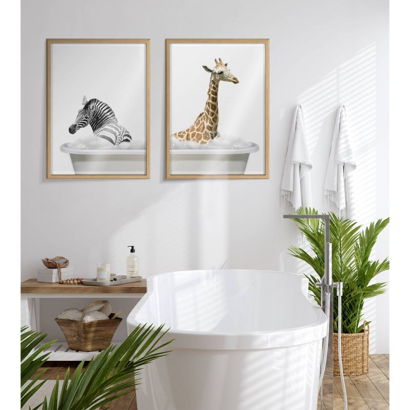 18&#34; x 24&#34; Blake Bathroom Bubble Bath Zebra by The Creative Bunch Studio Framed Printed Glass Natural - Kate &#38; Laurel All Things Decor, 6 of 8