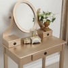 YONWAY Makeup Vanity Table and Stool Set with Adjustable Mirror and Three Storage Drawers for Bedroom,Ideal for Jewelry and Cosmetics Storage - 2 of 4