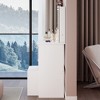 FONTOI 29.2"W/37"W/41"W Makeup Vanity Table with Left Drawer Stool Large Sliding Mirror Capacity Storage for Bedroom Dressing Room, White/Black - 4 of 4