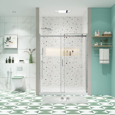 NicBex Shower Door 56-60" Wx74"H Sliding Shower Door with 5/16" (8mm) Tempered Glass with Reversible Installation