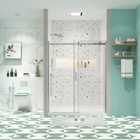 NicBex Shower Door 56-60" Wx74"H Sliding Shower Door with 5/16" (8mm) Tempered Glass with Reversible Installation - image 1 of 4