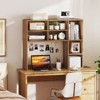 Costway Desktop Bookshelf Desk Storage Hutch with 7 Open Cubbies & 3 Adjustable Shelves Natural/Brown/White - 4 of 4
