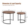 Costway Nesting Coffee Table Set of 2 for Balcony Living Room Modern Round Side Tables Rustic Brown/Brown/Gold - 4 of 4