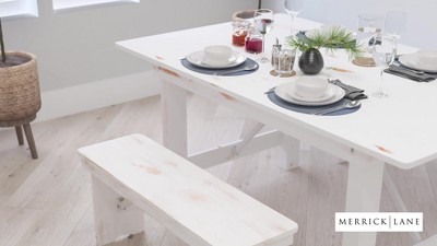 Antique Rustic Solid Pine 42" Folding Farmhouse Bench