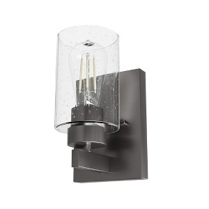 Hunter Fans 5" Hartland Wall Light Noble Bronze Finish - Elegant Sconce with Seeded Glass Shade for Indoor Spaces - 1 of 1