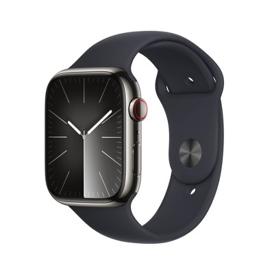 Apple Watch Series 9 Gps + Cellular (2024) 45mm Graphite Stainless Steel  Case With Midnight Sport Band - S/m : Target