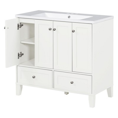 Dexmalle 36''Solid Wood Frame Bathroom Storage Cabinet