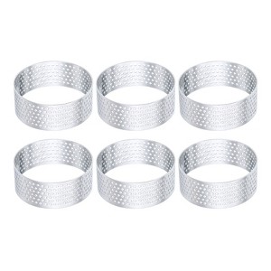 Unique Bargains Stainless Steel Non-Stick Perforated Baking Dessert Round Cake Ring 6 Pcs - 1 of 4