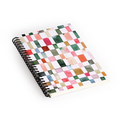 Ninola Design Watercolor Checker Yuletide Spiral Notebook - Deny Designs