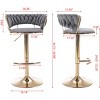 VASIP Set of 2 Bar Stools,with Chrome Footrest and Base Swivel Height Adjustable Mechanical Lifting Velvet + Golden Leg Simple Bar Stool - 3 of 4
