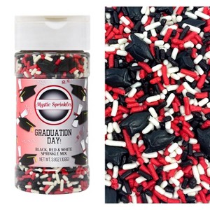 Mystic Sprinkles Graduation Day! Black, Red & White Sprinkle Mix 3.8oz - 1 of 4