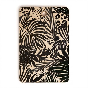 Marta Barragan Camarasa Wild abstract jungle on black Rectangle Cutting Board - Deny Designs - 1 of 3