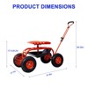 VisioGear Garden Cart Rolling Scooter, Adjustable Height Scooter, Rolling Garden Cart with 4 Wheels and Extendable Handle, Red, 31.8"*17.7"*35" - 3 of 4