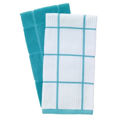 T-fal Solid and Check Parquet Kitchen Towels, Two Pack