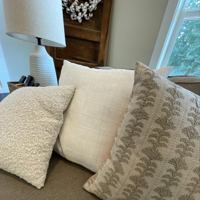 Woven Leather Pillow, Cream – LA Home