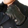 Isotoner Men's Belted Faux Leather Gloves - Black - 3 of 4