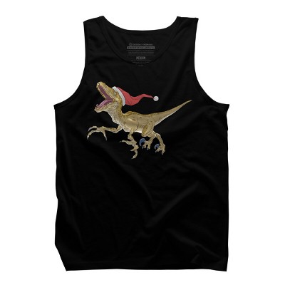 Men's Design By Humans Christmas Velociraptor By Ayota Tank Top