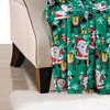 Plazatex Green Joyful Santa plush Decorative Christmas Machine Washable Throw 50" X 60" Green - 3 of 4