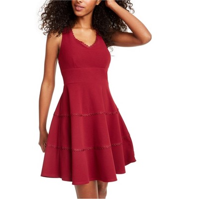 City Studio Womens Tiered Fit & Flare Dress, Red, 3