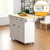 FurnitureR Mobile Kitchen Island Cart with Folding Drop Leaf, 45.3" Wide Kitchen Storage Cabinet on Wheels, Rolling Space-Saving Prep Table, White - 4 of 4
