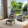 Outdoor Rattan Recliner Chair with Armrest Console Tray,1 Pcs, Patio Lounge with Adjustable Backrest & Footrest 150° Lay Flat - 4 of 4