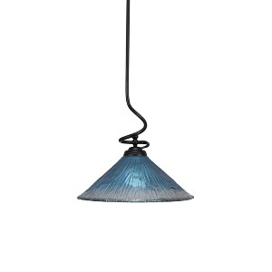 Toltec Lighting Capri 1 - Light Pendant in  Matte Black with 16" Teal Crystal Shade - 1 of 1